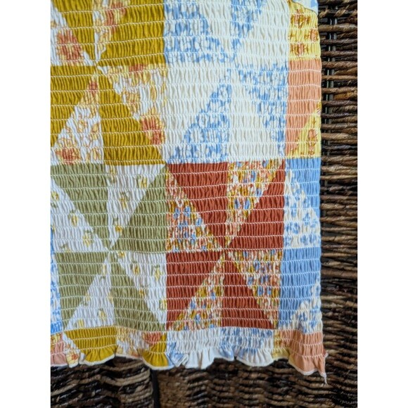 NWT Billabong Halter Smocked Patchwork Quilt Print Ruffle Women's Small Cottage - Picture 3 of 10